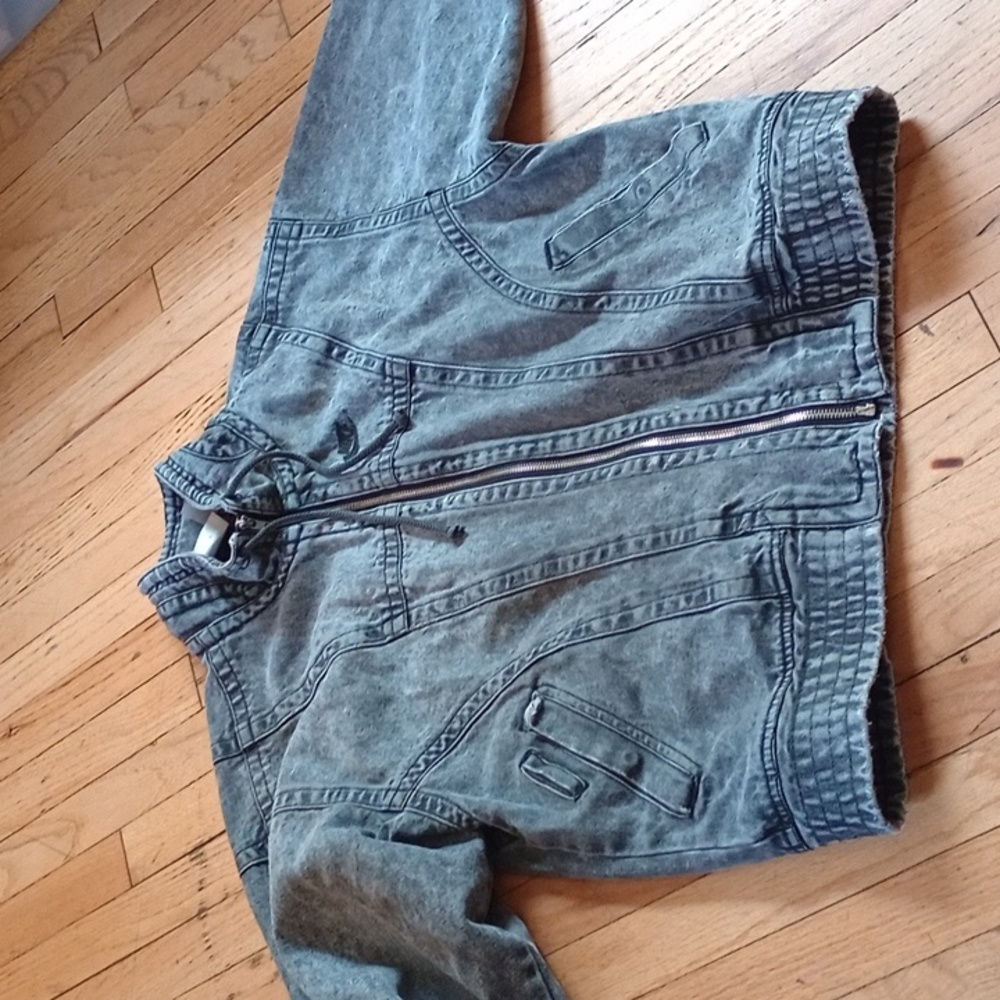 VINTAGE 90s NIKE CHALLENGE Court Force BLACK Denim ACID WASH Agassi JEAN JACKET